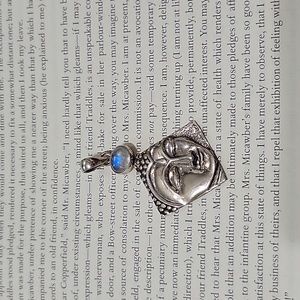 Sterling silver moonstone Buddha pendant